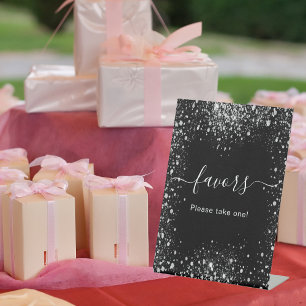 De Table Parties scintillant en argent noir faveurs signe