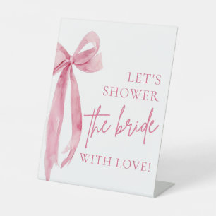 De Table Pink Bow Douchons la mariée avec un signe d'amour