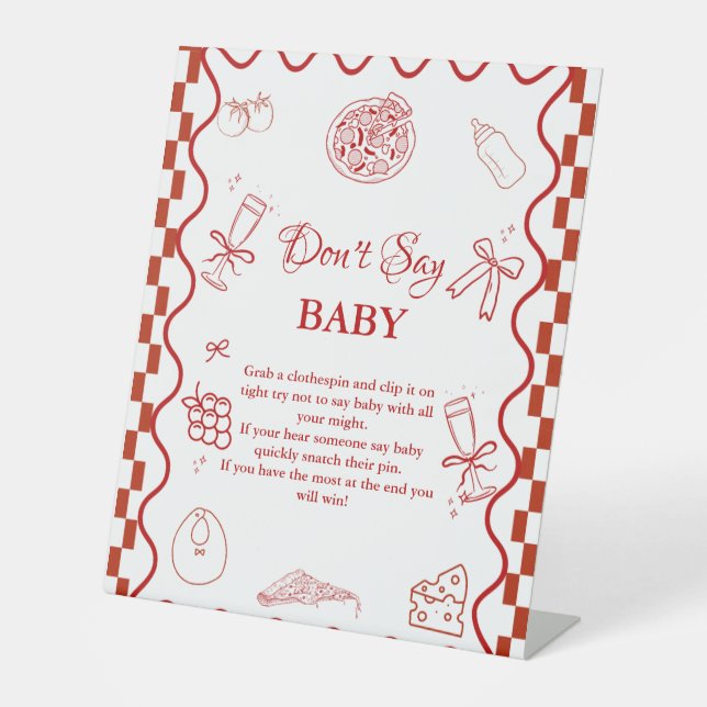 De Table pizza Pink ne dit pas baby shower bébé signe (Recto)