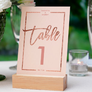 De Table Rose or frame script blush rose tableau numéro