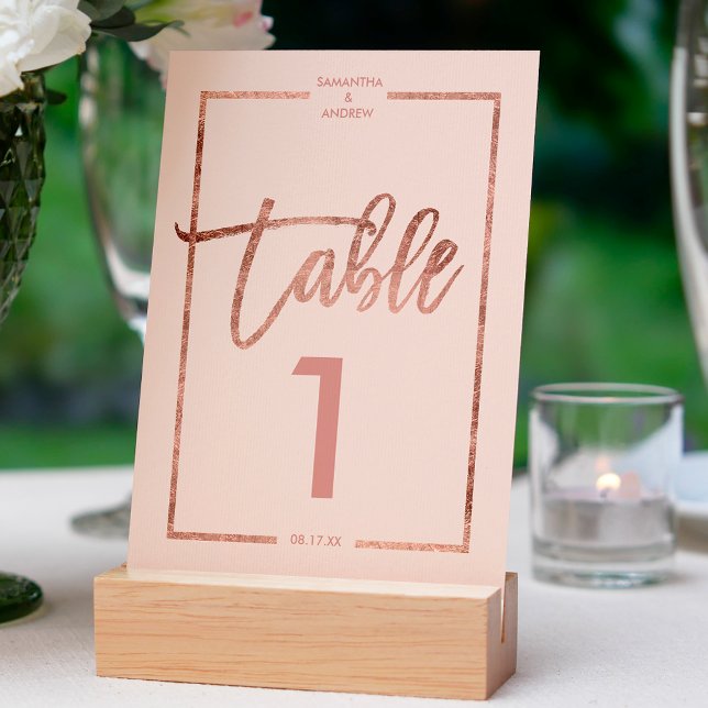 De Table Rose or frame script blush rose tableau numéro (Créateur téléchargé)