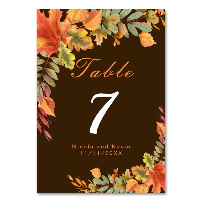 De Table Rustic Automne Feuilles d'automne Mariage Numéro d (Par défaut)
