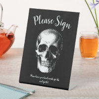 Signe du livre d'or gothique du Mariage crâne