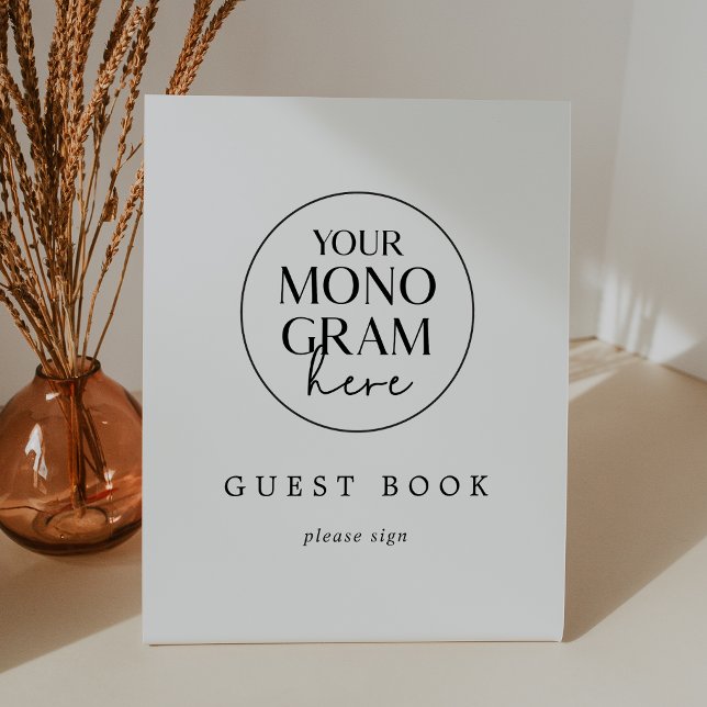 De Table SIGNE DU MONogramme MEGHAN MINIMUM Mariage du livr (MEGHAN Monogram Minimal Wedding Guest Book Sign)