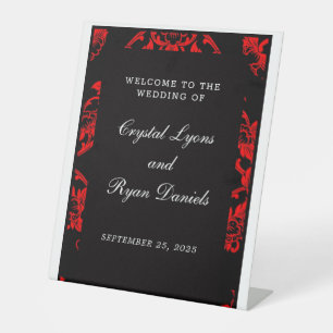 De Table Signe Mariage victorien rouge et noir (Variation 2