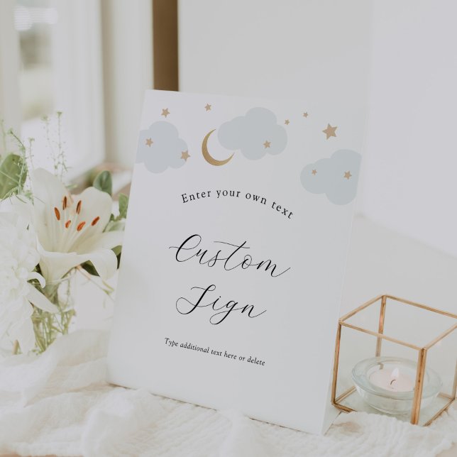 De Table Sur la Lune Bleu Texte Personnalisé Signe (Créateur téléchargé)