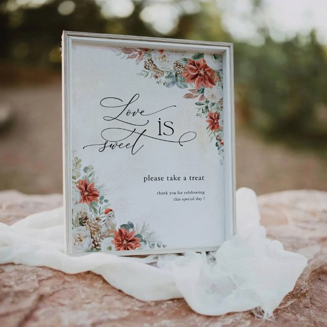 De Table Winter Rouge Vert Pinecone L'amour est doux signe (Créateur téléchargé)