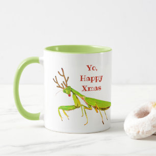 De tasse étrange flairée rouge de Noël de mante