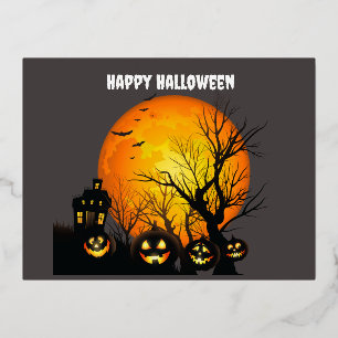 De Vacances En Aluminium Bonne carte postale Halloween Foil