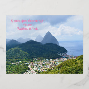 De Vacances En Aluminium Carte postale AFA Soufriere, Sainte-Lucie