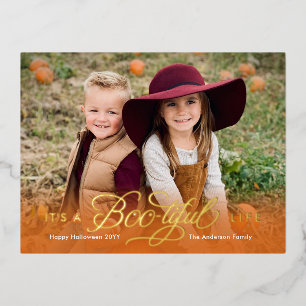 De Vacances En Aluminium Carte postale Carte photo d'Halloween FOIL