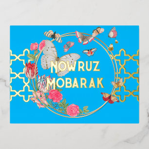 De Vacances En Aluminium Carte postale Eid Nowruz Mobarak Foil