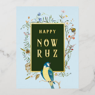 De Vacances En Aluminium Carte postale Happy Nowruz Songbird Foil