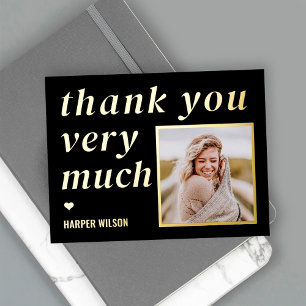 De Vacances En Aluminium Carte postale Merci FOIL Heart Words
