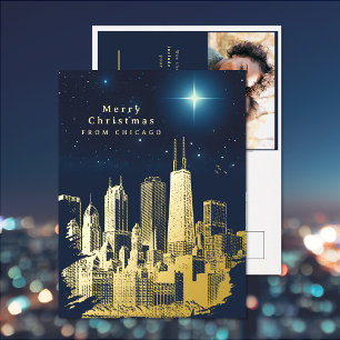De Vacances En Aluminium Joyeux Noël Star Ajouter Photo Foil Carte postale