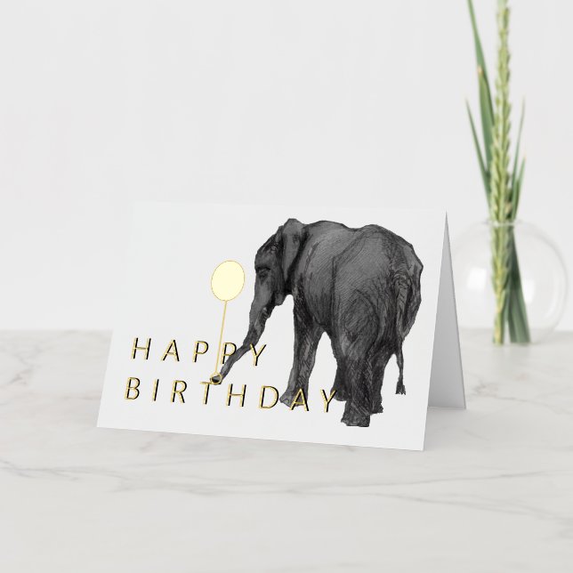 De Vacances Métallisée 5 X 7 Carte d'anniversaire d'éléphant (Recto)