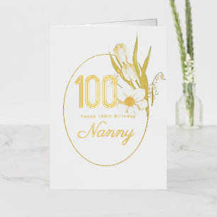 De Vacances Métallisée Anniversaire 100 ans   Carte d'anniversaire floral