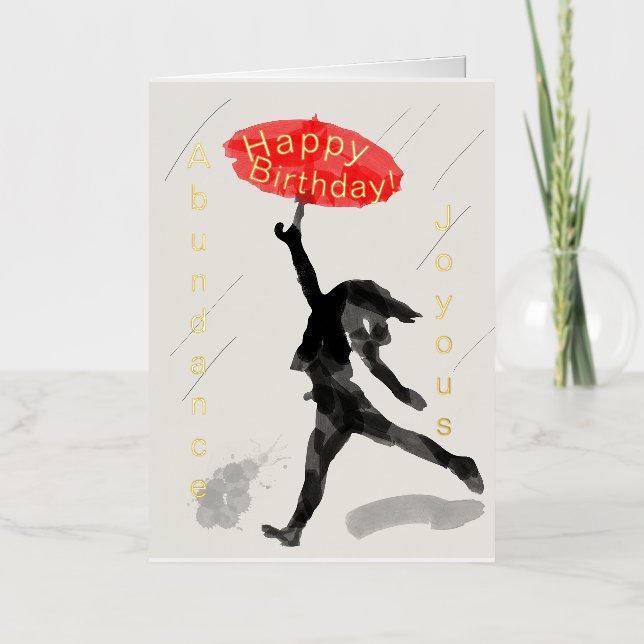 De Vacances Métallisée Carte d'anniversaire Fille Rouge parapluie Foil Pe (Recto)