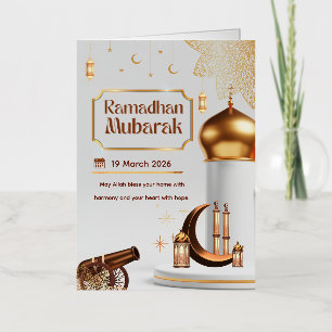 De Vacances Métallisée Carte Eid Mubarak avec Masjid