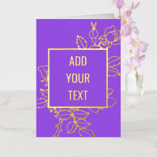 De Vacances Métallisée Carte florale personnalisée Gold Foil
