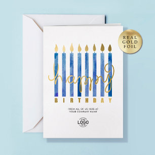 De Vacances Métallisée Logo Marine Blue Candles Business Foil Carte d'ann