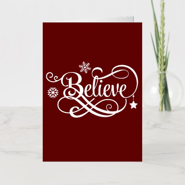 De Vacances Métallisée Silver Foil Croyez Red Christmas Carte (Recto)