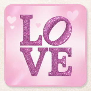 De Verre Carré Parties scintillant Bourgogne LOVE Hearts Dessous 