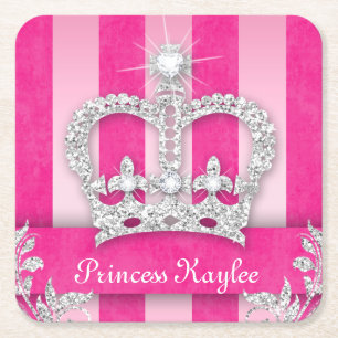 De Verre Carré Princess Crown Sweet 16 Quinceanera Stripe Dessous