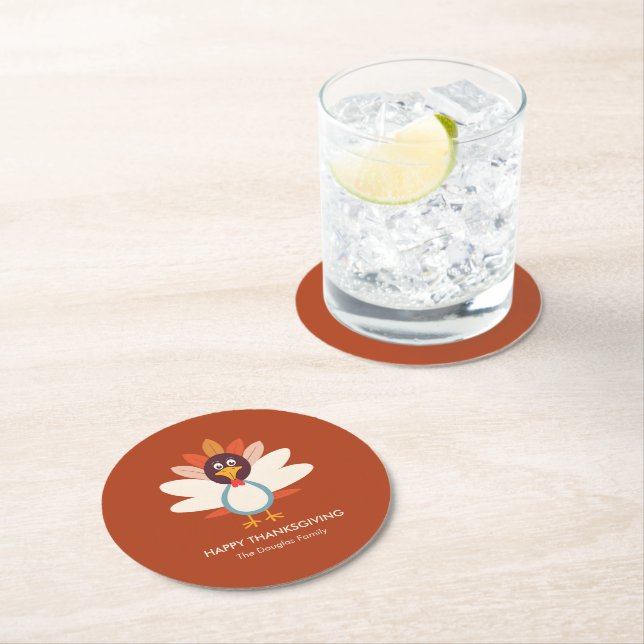 De Verre Rond Gobble Gobble Turquie Thanksgiving Party Dessous d (En situation)