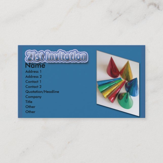 De Visite 21e carte d'invitation anniversaire (Devant)