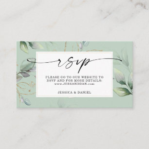 De Visite Aquarelle verte avec carte Sage et Gold RSVP