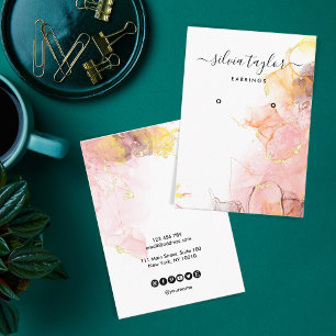 De Visite Calligraphie art Blush Pink Earring carte d'affich