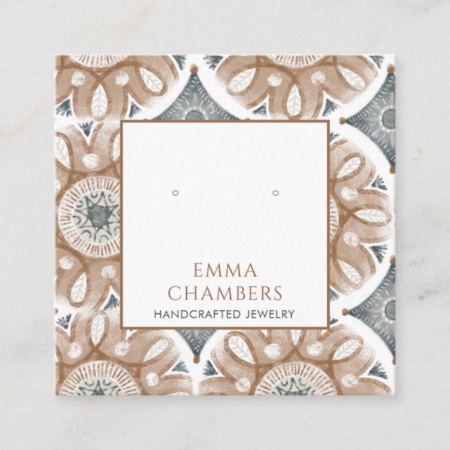 De Visite Carré Carte d'affichage Boho Abstrait Shapes Earring (Devant)