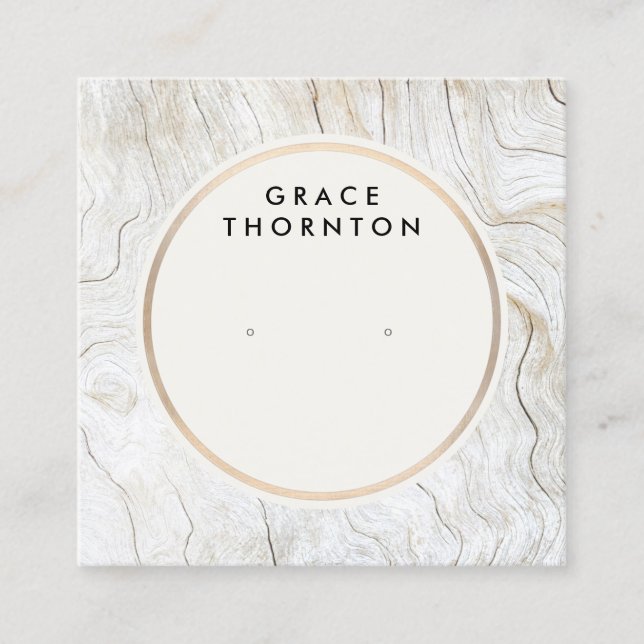 De Visite Carré Carte d'affichage en bois côtier (Devant)