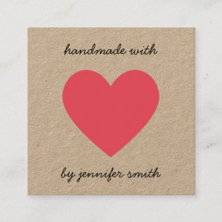 De Visite Carré Carte d'affichage faite à la main avec les coeurs 