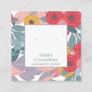 De Visite Carré Carte d'affichage Whimsical Boho Peint Floral