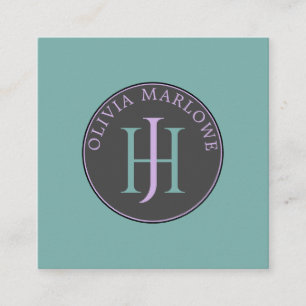 De Visite Carré Carte d'appel Monogram Turquoise Lilac
