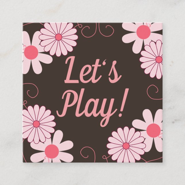 De Visite Carré Carte Playdate enfant amusant Floral (Devant)