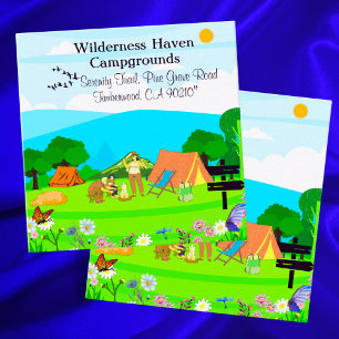 De Visite Carré Carte promotionnelle Camping en famille Inspiré pa
