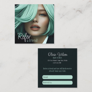 De Visite Carré Design Référez-vous une carte d'ami pour la coiffe