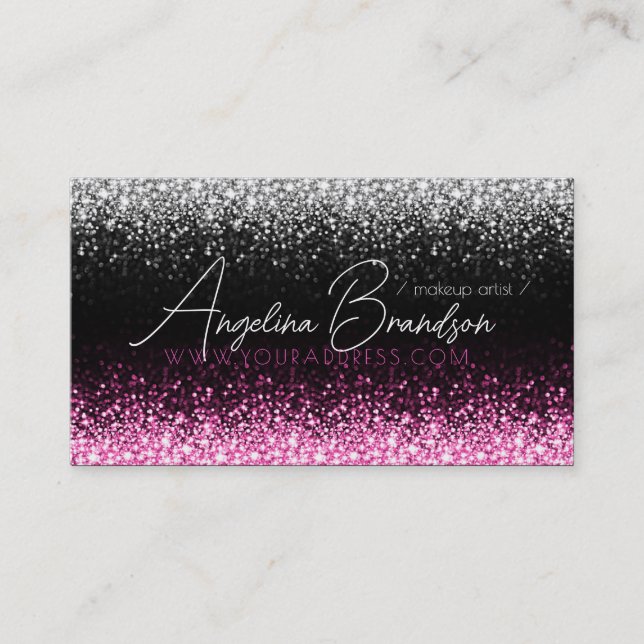 De Visite Carte Artiste maquillage parties scintillant blanc (Devant)