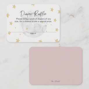 De Visite Carte Baby shower Lune Star Girl Pink Diaper