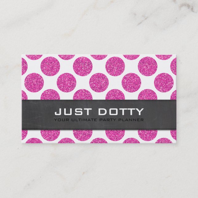 De Visite CARTE BOLD pois tableau noir chaud rose parties sc (Devant)