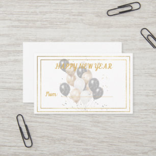 De Visite Carte Cadeau Ballons Noirs et Dorés Bonne Année