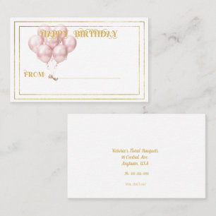 De Visite Carte Cadeau Fleuriste Ballons Roses Joyeux Annive