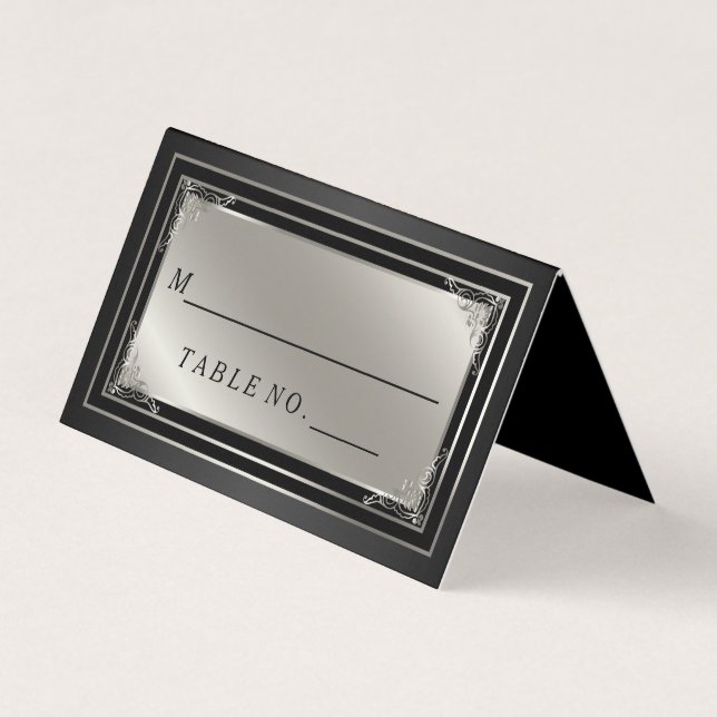 De Visite Carte Classic Silver et Black Place (Devant)