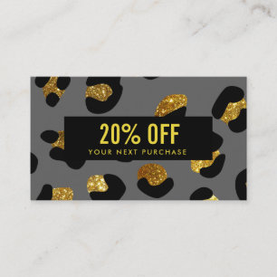 De Visite Carte Coupon Léopard Parties scintillant Gold Gris