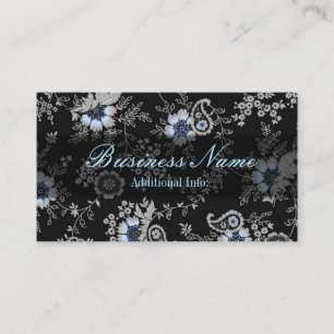 De Visite Carte d'affaires florale gris argenté 3