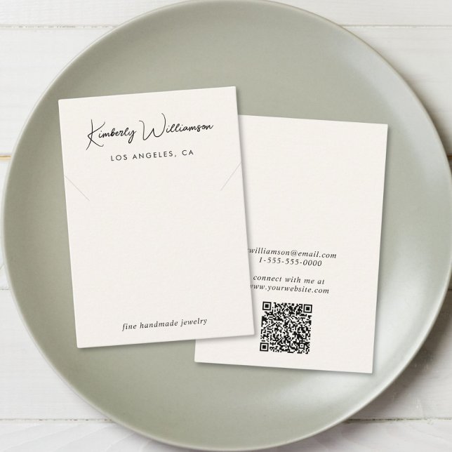 De Visite Carte d'affichage à bijoux en crème chic Script Co (Empower your name in our signature script as your logo and brand identity)