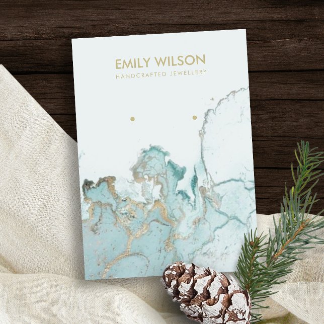 DE VISITE CARTE D'AFFICHAGE AQUA BLUE GOLD AGATE MARBRE (Créateur téléchargé)